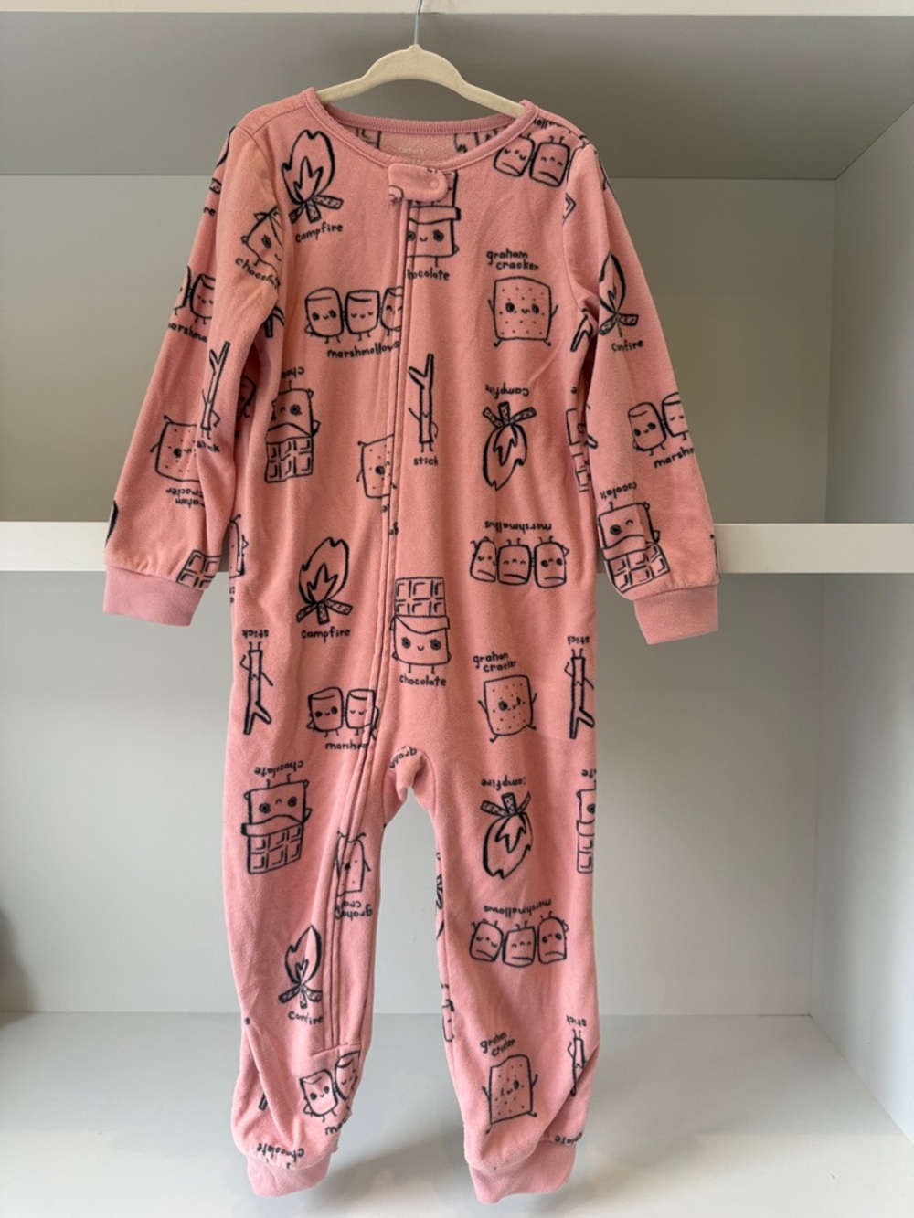 S’mores Fleece Kids One-Piece Footless Pajamas - Soft All-In-One Zip Sleeper